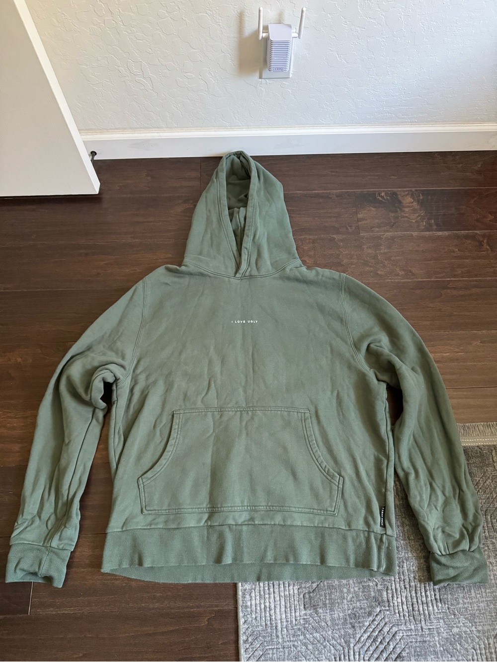 I Love Ugly Olive Green Hooded Pullover Sweatshirt men’s XL
